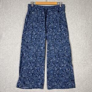 Athleta Allure Navy Blue Avenue Wide Leg Crop Pants Size 10